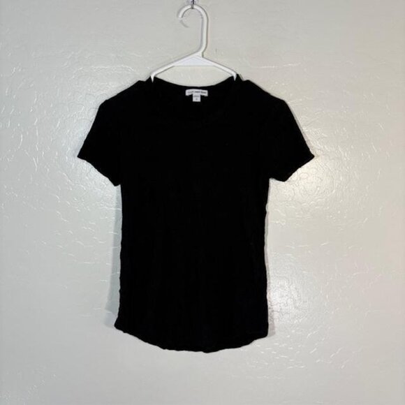James Perse Shirt Womens XS 0 Black Crewneck Short Sleeve Modal Cotton Tee - Picture 1 of 7